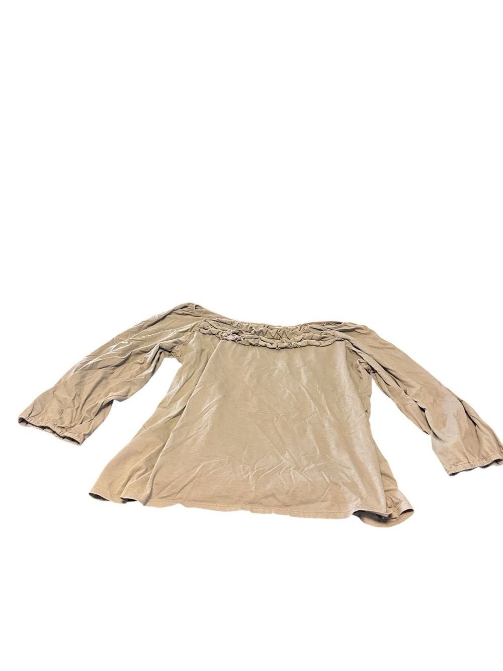 Garnet Hill Off-Shoulder Long Sleeve Tunic in Beige